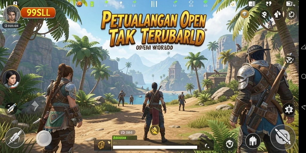 Tampilan antarmuka menarik dari 99SLL dalam petualangan Open World.