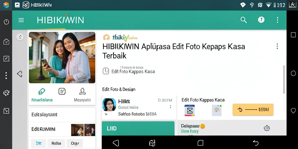 Tampilan antarmuka HIBIKIWIN dengan fitur Edit Foto Kertas Kaca yang menarik.