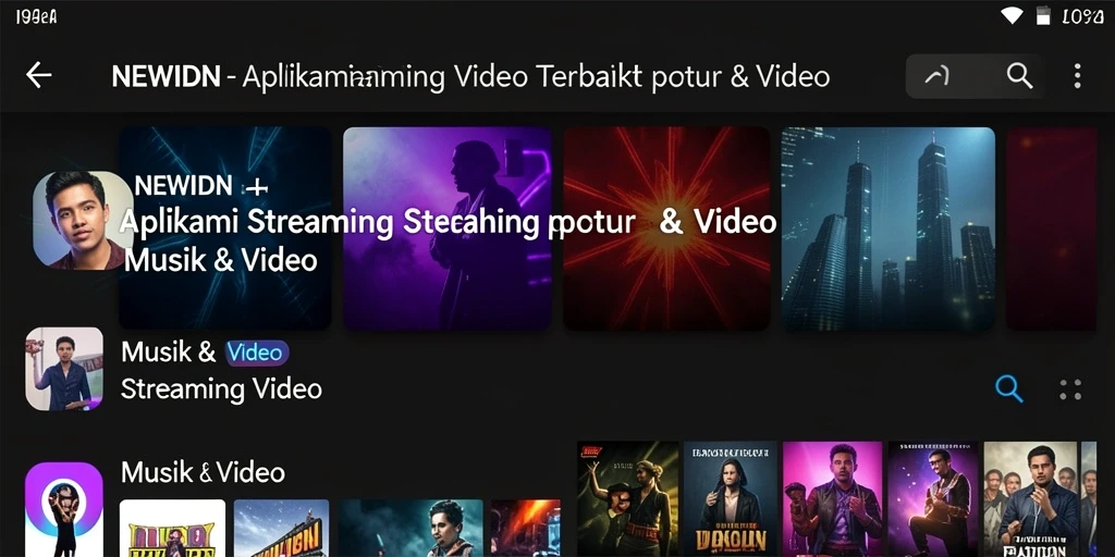 Tampilan antarmuka aplikasi NEWIDN dengan fitur Streaming Video.