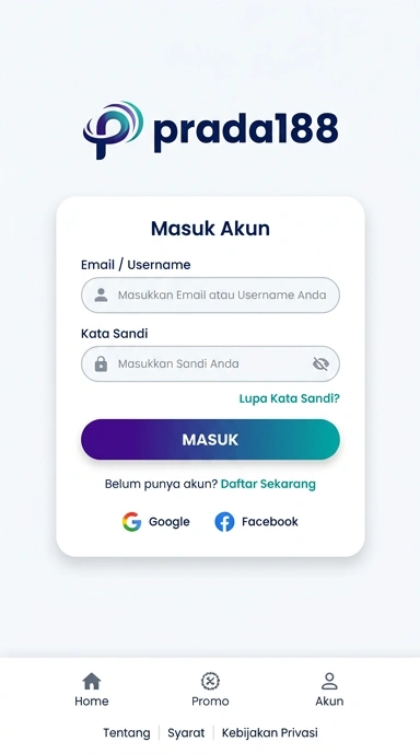 Tampilan halaman login prada188